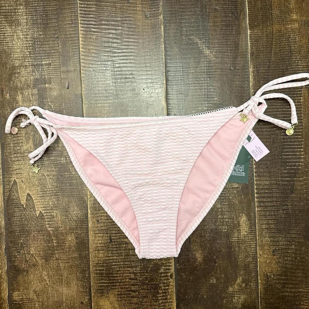 Wild Fable Pink and White Side Tie Adjustable Strap Bikini Bottom